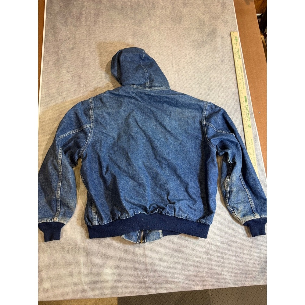 Vintage Carhartt Denim Jacket Flannel Lined Girl Scouts Patches Blue Hoodie - Picture 7 of 8